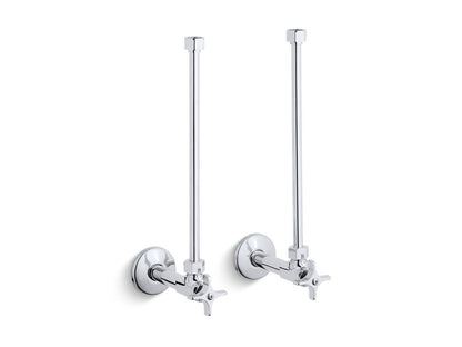 KOHLER K-7606-P-2MB Pair 1/2" NPT angle supplies with stop, cross handle and annealed vertical tube - Vibrant Brushed Moderne Brass