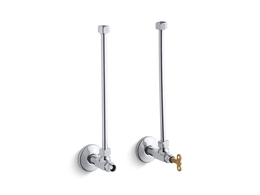 KOHLER K-7608-CP Pair 1/2" Npt Angle Supplies With Loose-Key Stop And Annealed Vertical Tube - Polished Chrome
