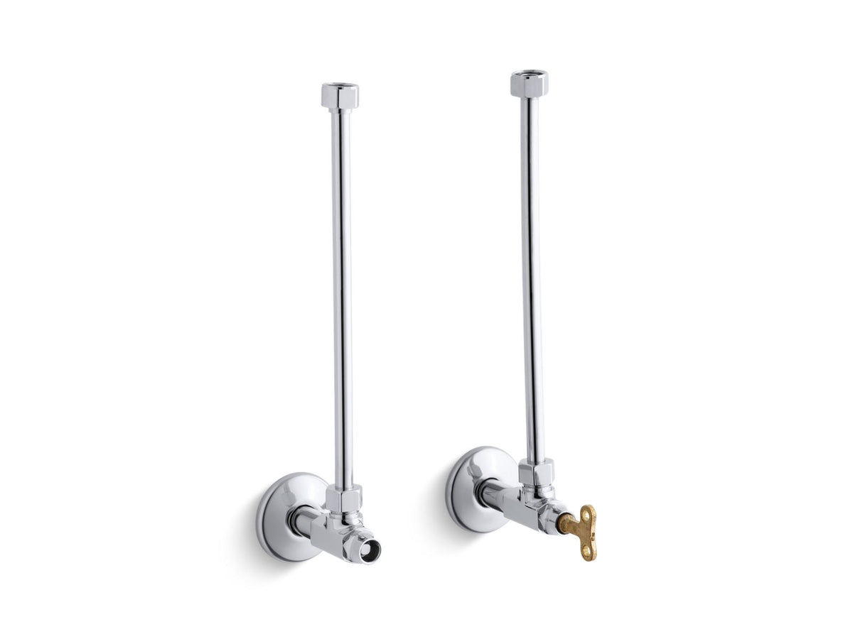 KOHLER K-7608-CP Pair 1/2" Npt Angle Supplies With Loose-Key Stop And Annealed Vertical Tube - Polished Chrome