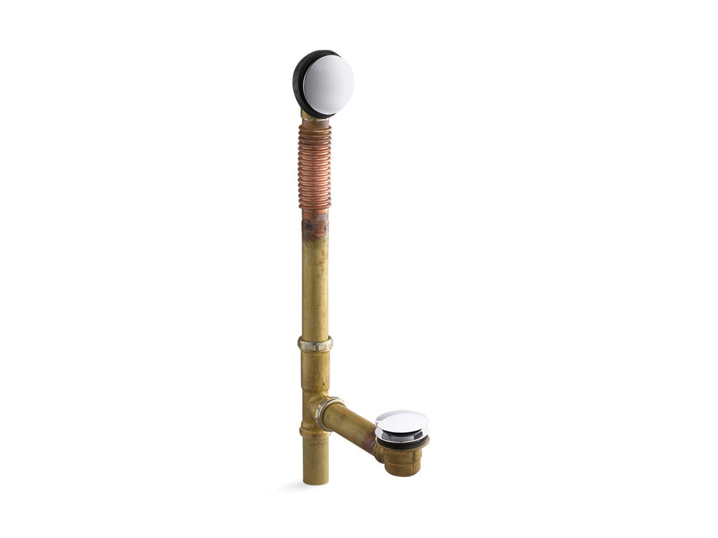 KOHLER K-7259-CP Clearflo Brass Toe Tap Bath Drain - Polished Chrome
