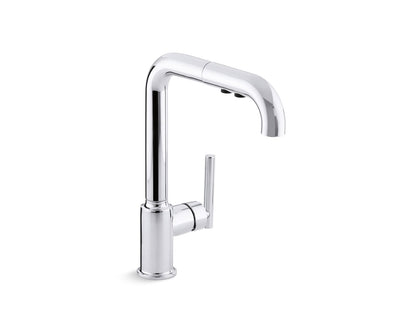 KOHLER K-7505-BL Purist Pull-out kitchen sink faucet with three-function sprayhead - Matte Black