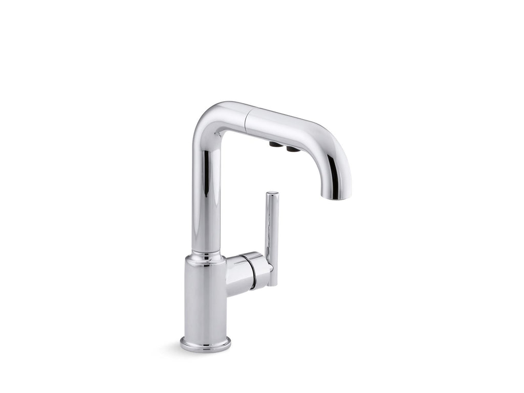 KOHLER K-7506-VS Purist Pull-Out Kitchen Sink Faucet With Three-Function Sprayhead - Vibrant Stainless
