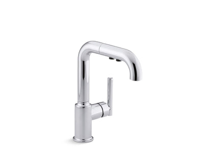 KOHLER K-7506-BL Purist Pull-out kitchen sink faucet with three-function sprayhead - Matte Black