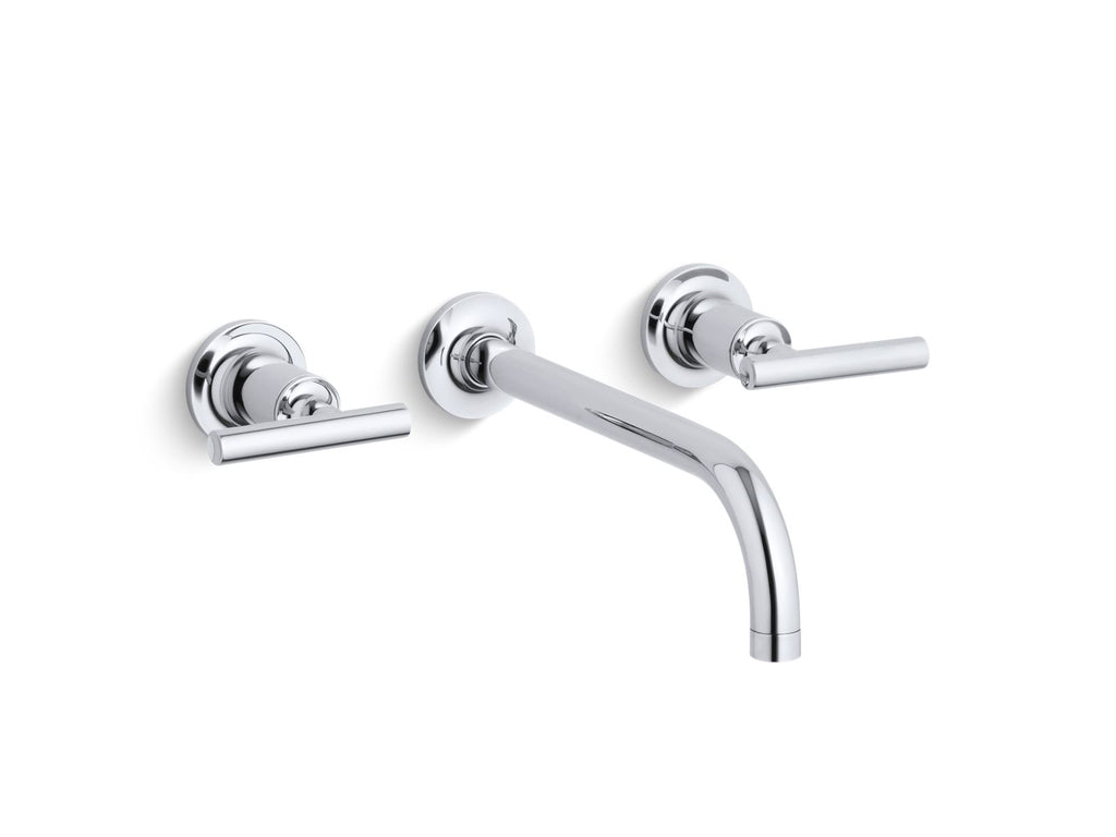 KOHLER K-T14414-4-BL Purist Wall-Mount Bathroom Sink Faucet Trim With Lever Handles, 1.2 Gpm - Matte Black