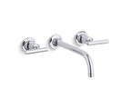 KOHLER K-T14414-4-BL Purist Wall-Mount Bathroom Sink Faucet Trim With Lever Handles, 1.2 Gpm - Matte Black