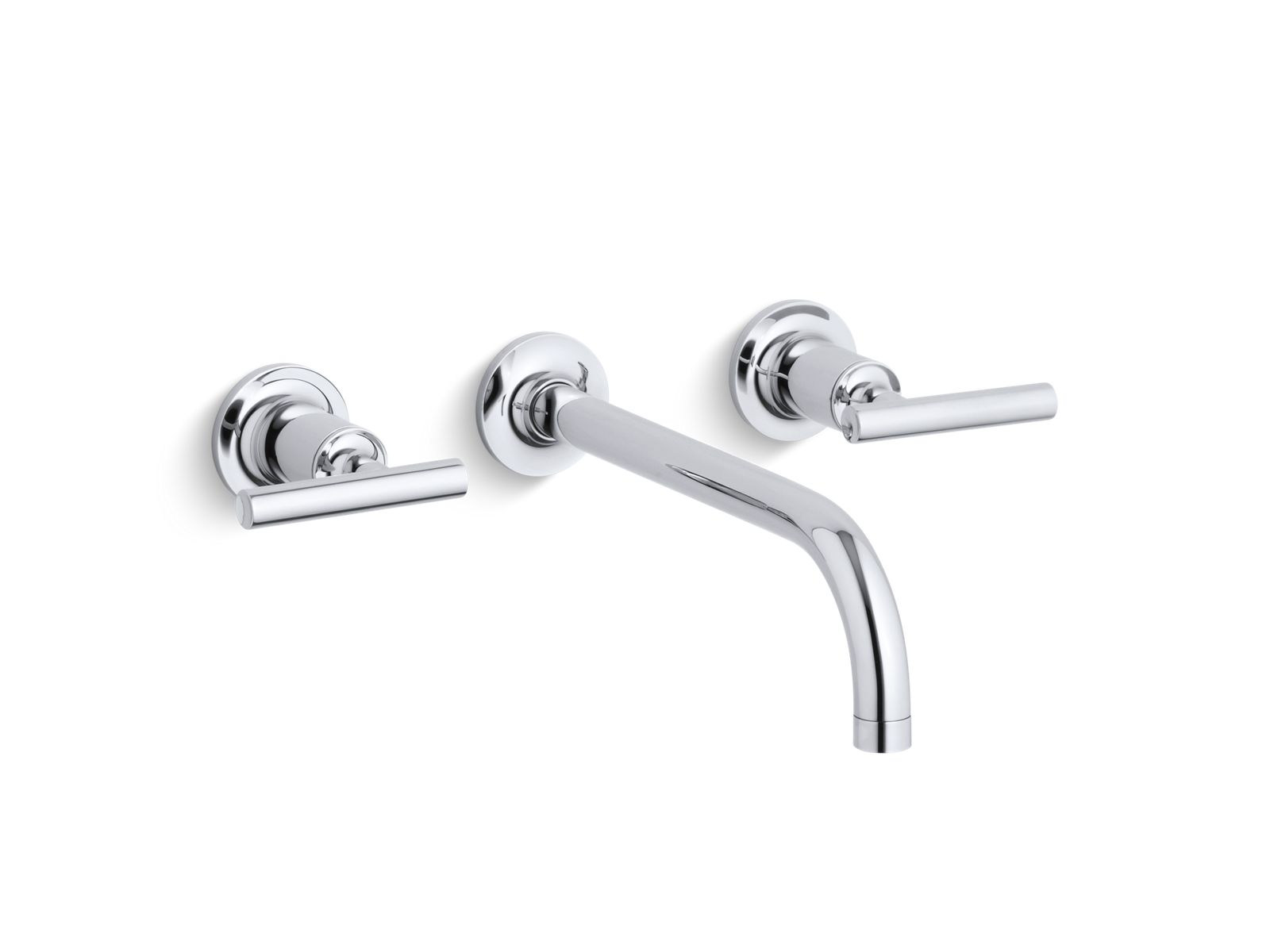KOHLER K-T14414-4-BL Purist Wall-Mount Bathroom Sink Faucet Trim With Lever Handles, 1.2 Gpm - Matte Black
