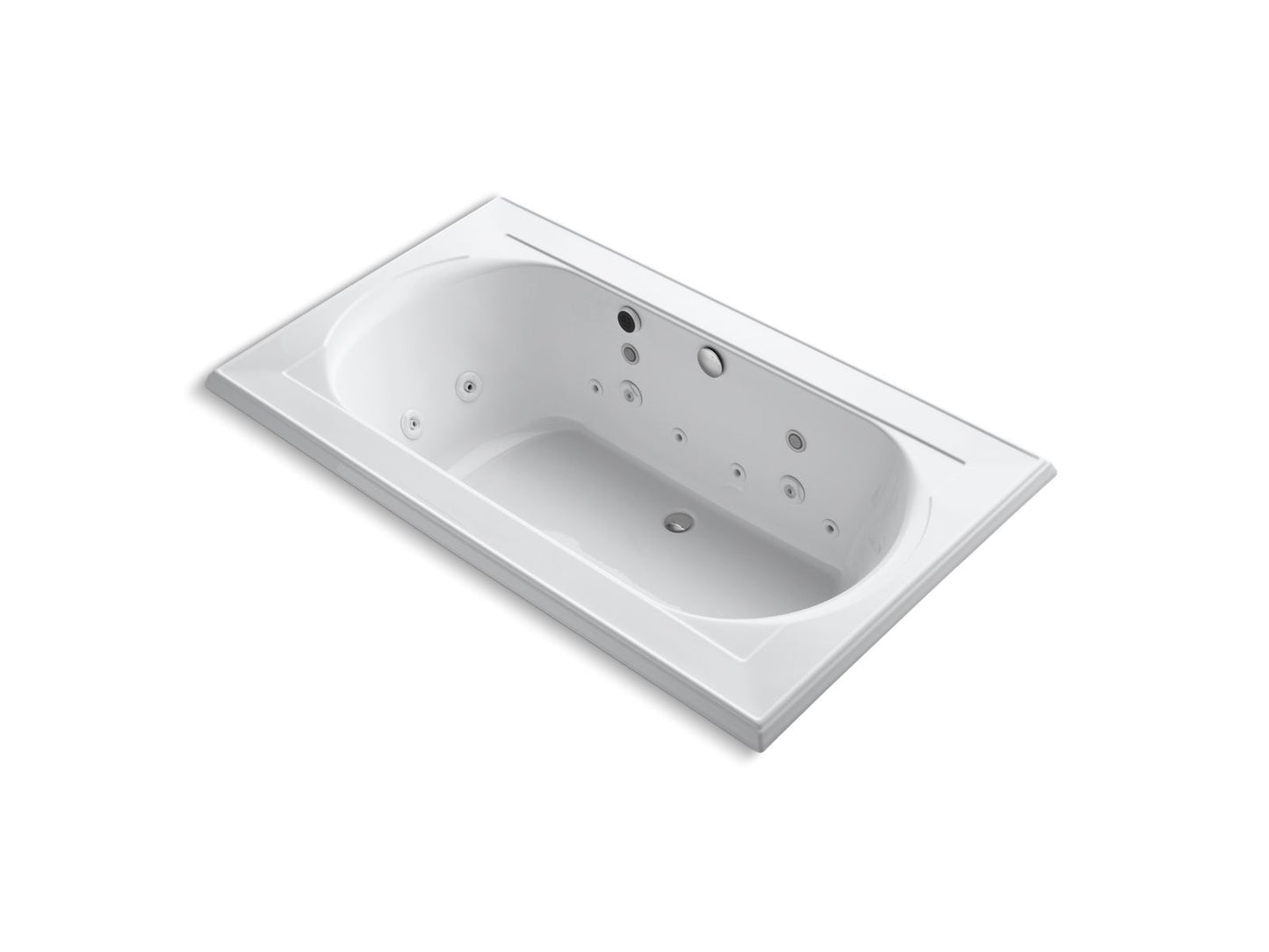 KOHLER K-1418-AH-0 Memoirs 72" X 42" Drop-In Effervescence Whirlpool Bath In White