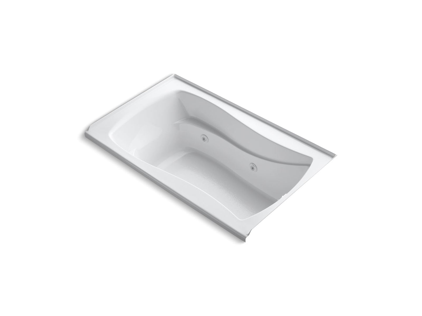 KOHLER K-1239-RH-0 Mariposa 60" X 36" Alcove Heated Whirlpool, Right Drain And Heater In White