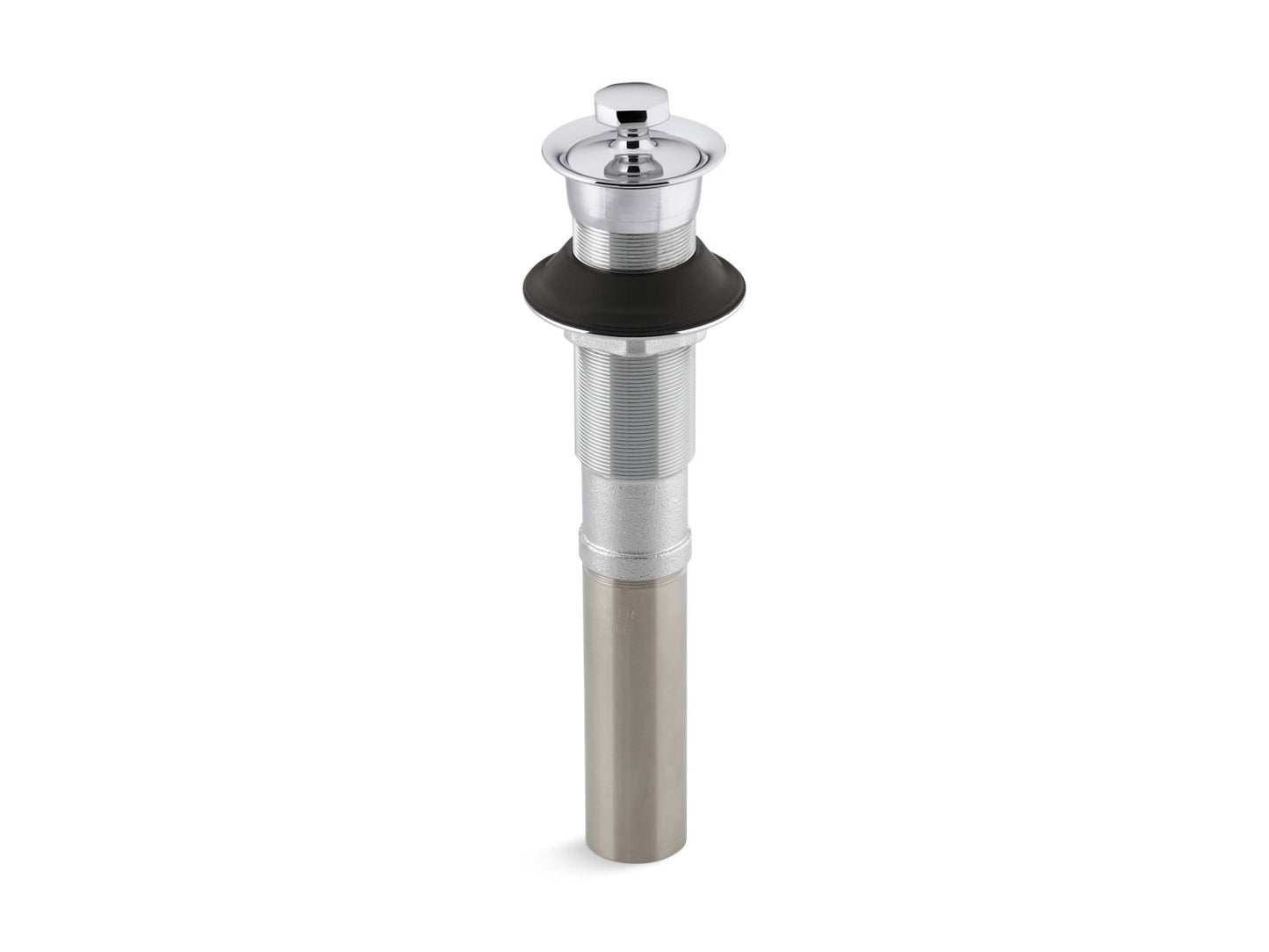 KOHLER K-7127-CP Bathroom sink drain with non-removable metal stopper and without overflow - Polished Chrome