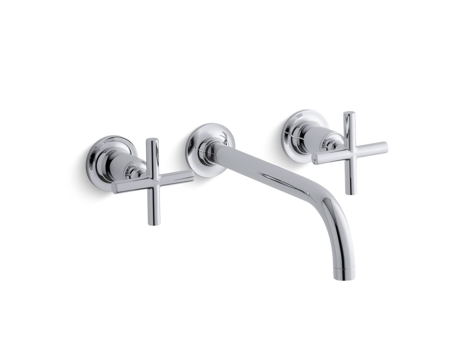 KOHLER K-T14414-3-BL Purist Wall-Mount Bathroom Sink Faucet Trim With Cross Handles, 1.2 Gpm - Matte Black