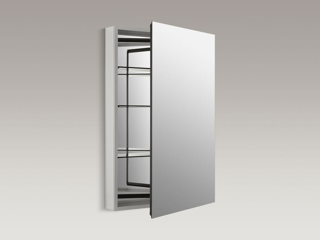 KOHLER K-2936-PG-SAA Catalan 24-1/8" W X 36-1/8" H Aluminum Single-Door Medicine Cabinet With 107 Degree Hinge - Satin Anodized Aluminum