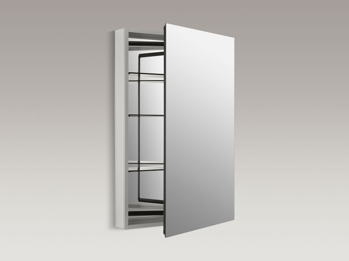 KOHLER K-2936-PG-SAA Catalan 24-1/8" W X 36-1/8" H Aluminum Single-Door Medicine Cabinet With 107 Degree Hinge - Satin Anodized Aluminum