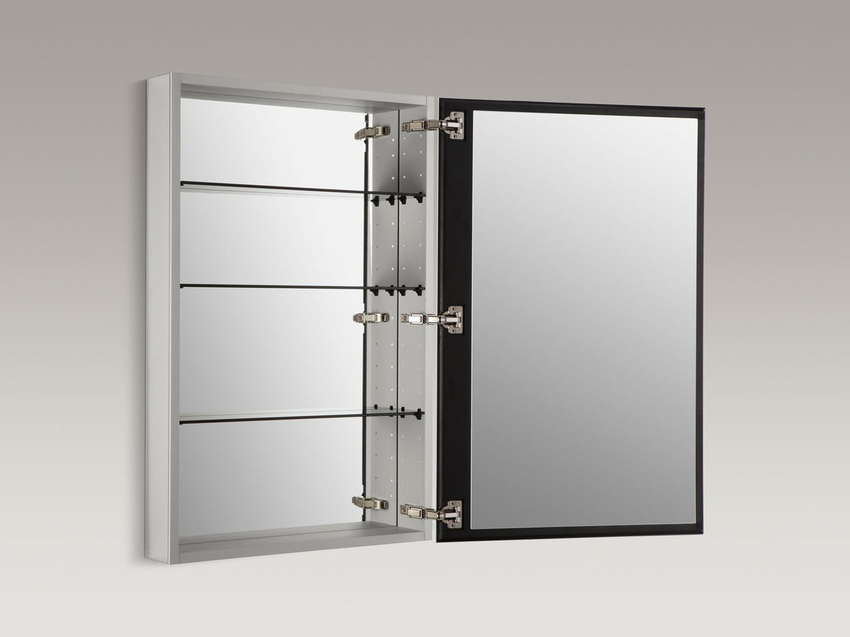 KOHLER K-2943-PG-SAA Catalan 24-1/8" W X 36-1/8" H Aluminum Single-Door Medicine Cabinet With 170 Degree Hinge - Satin Anodized Aluminum