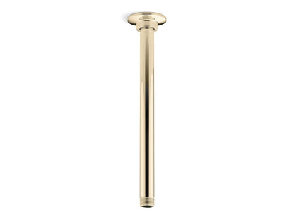 KOHLER K-7392-AF 12" ceiling-mount single-function rainhead arm and flange - Vibrant French Gold
