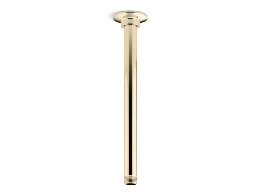 KOHLER K-7392-AF 12" ceiling-mount single-function rainhead arm and flange - Vibrant French Gold