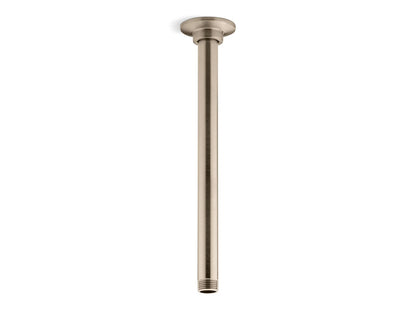 KOHLER K-7392-BV 12" ceiling-mount single-function rainhead arm and flange - Vibrant Brushed Bronze