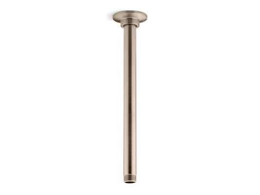 KOHLER K-7392-BV 12" ceiling-mount single-function rainhead arm and flange - Vibrant Brushed Bronze