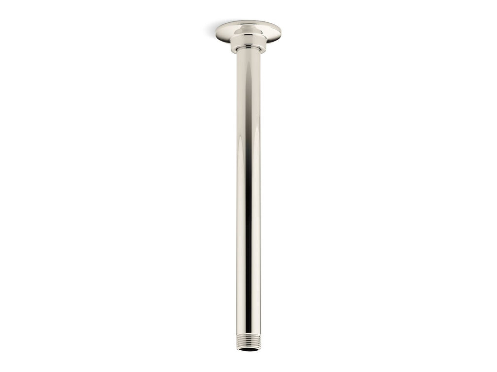 KOHLER K-7392-SN 12" Ceiling-Mount Single-Function Rainhead Arm And Flange - Vibrant Polished Nickel