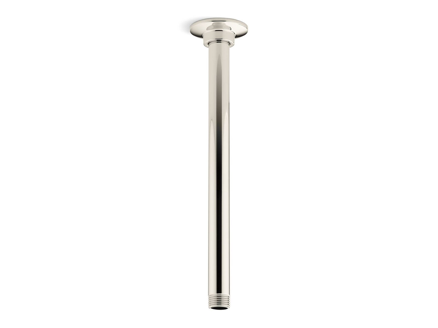 KOHLER K-7392-SN 12" ceiling-mount single-function rainhead arm and flange - Vibrant Polished Nickel
