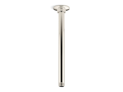 KOHLER K-7392-SN 12" ceiling-mount single-function rainhead arm and flange - Vibrant Polished Nickel