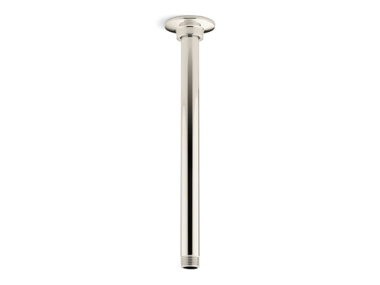 KOHLER K-7392-SN 12" ceiling-mount single-function rainhead arm and flange - Vibrant Polished Nickel