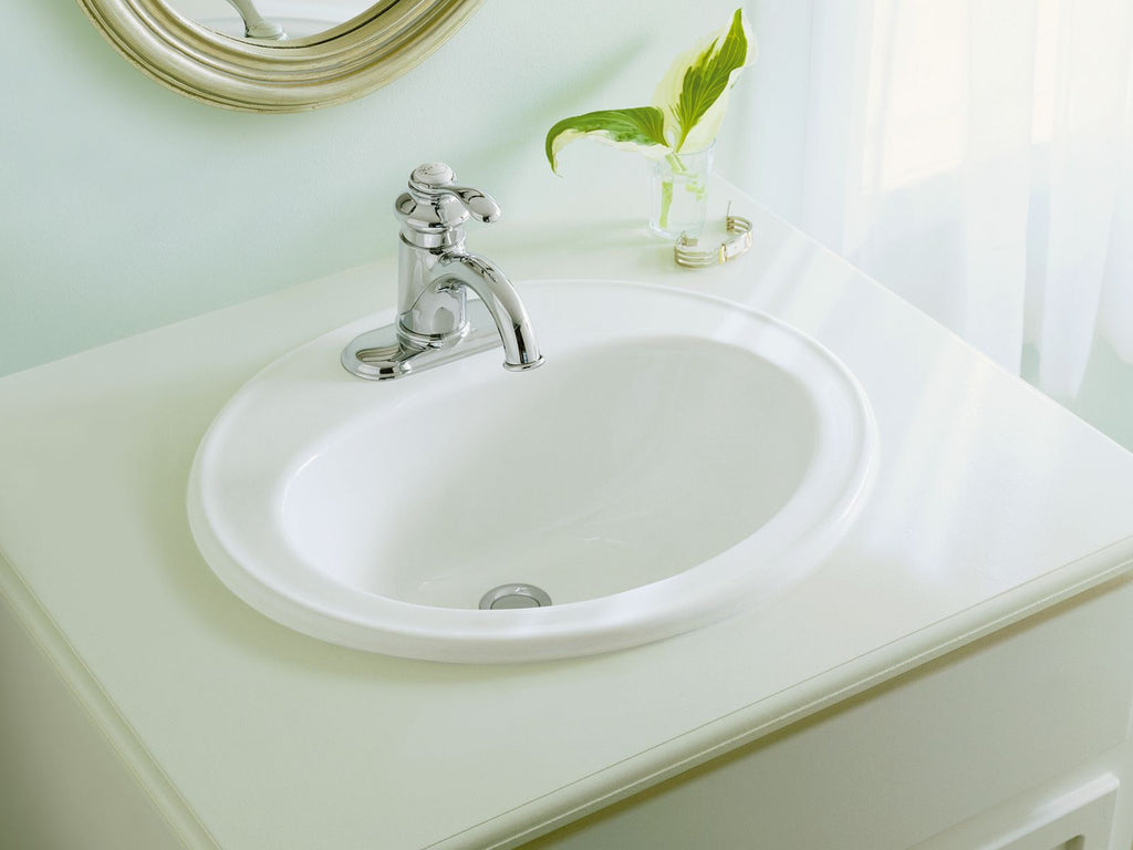 KOHLER K-2196-1-7 Pennington 20-1/4" Oval Drop-In Bathroom Sink - Black Black