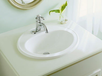 KOHLER K-2196-1-96 Pennington 20-1/4" oval drop-in bathroom sink - Biscuit