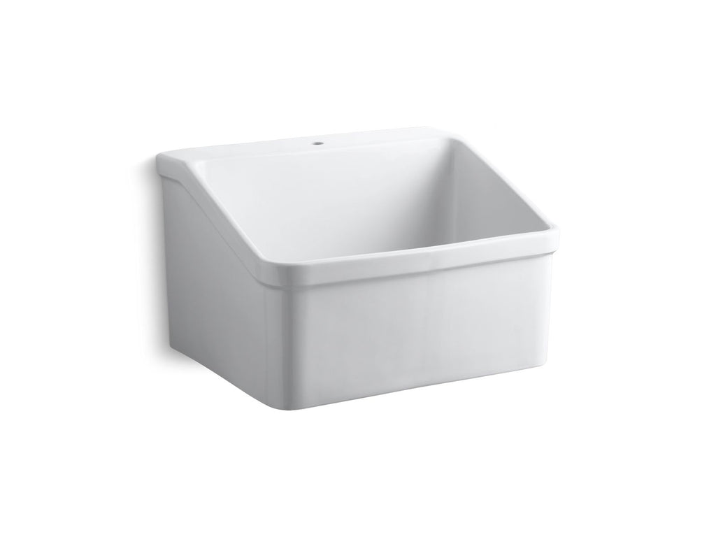 KOHLER K-12793-0 Hollister 28" X 22" Bracket-Mount Utility Sink With Single Faucet Hole - White