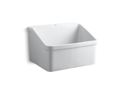 KOHLER K-12793-0 Hollister 28" x 22" bracket-mount utility sink with single faucet hole - White