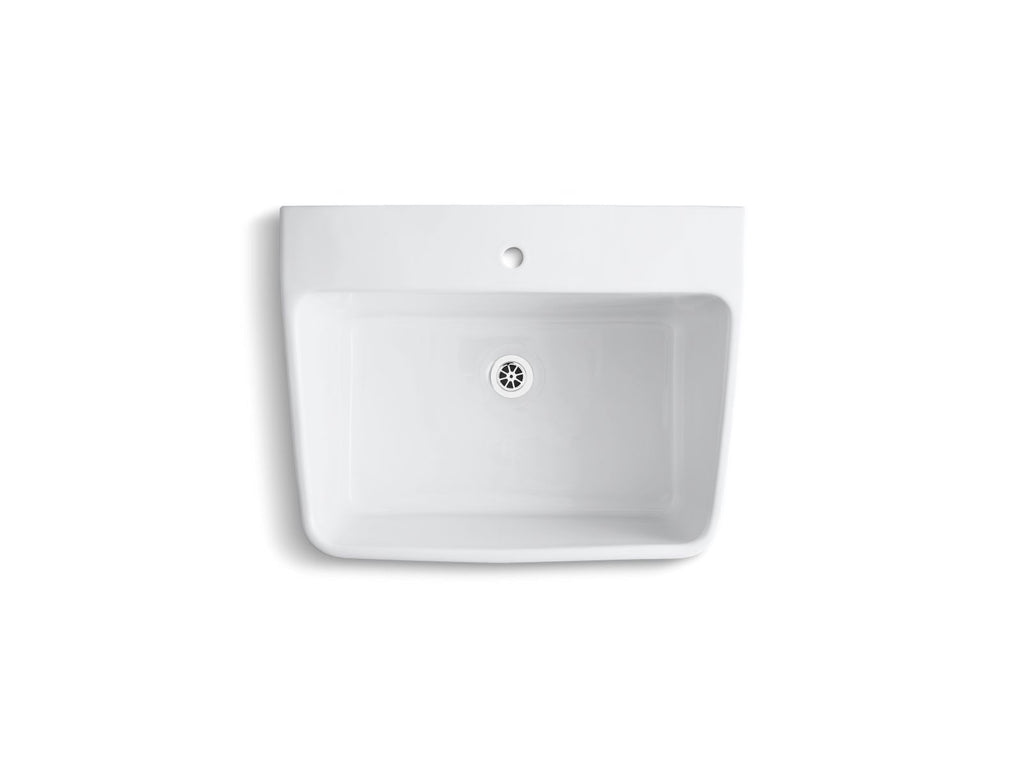KOHLER K-12793-0 Hollister 28" X 22" Bracket-Mount Utility Sink With Single Faucet Hole - White