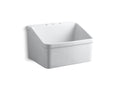 KOHLER K-12794-0 Hollister 28" X 22" Bracket-Mount Utility Sink With 8" Widespread Faucet Holes - White
