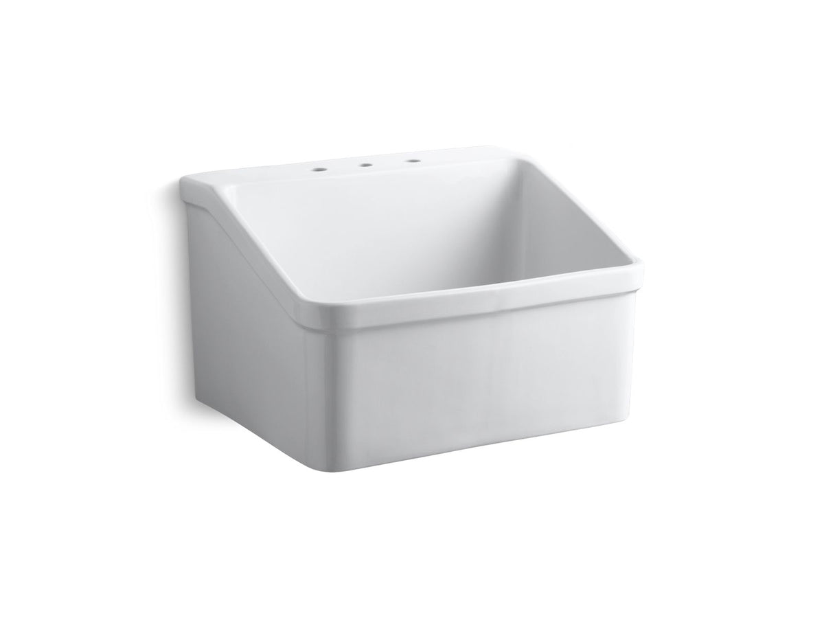 KOHLER K-12794-0 Hollister 28" X 22" Bracket-Mount Utility Sink With 8" Widespread Faucet Holes - White