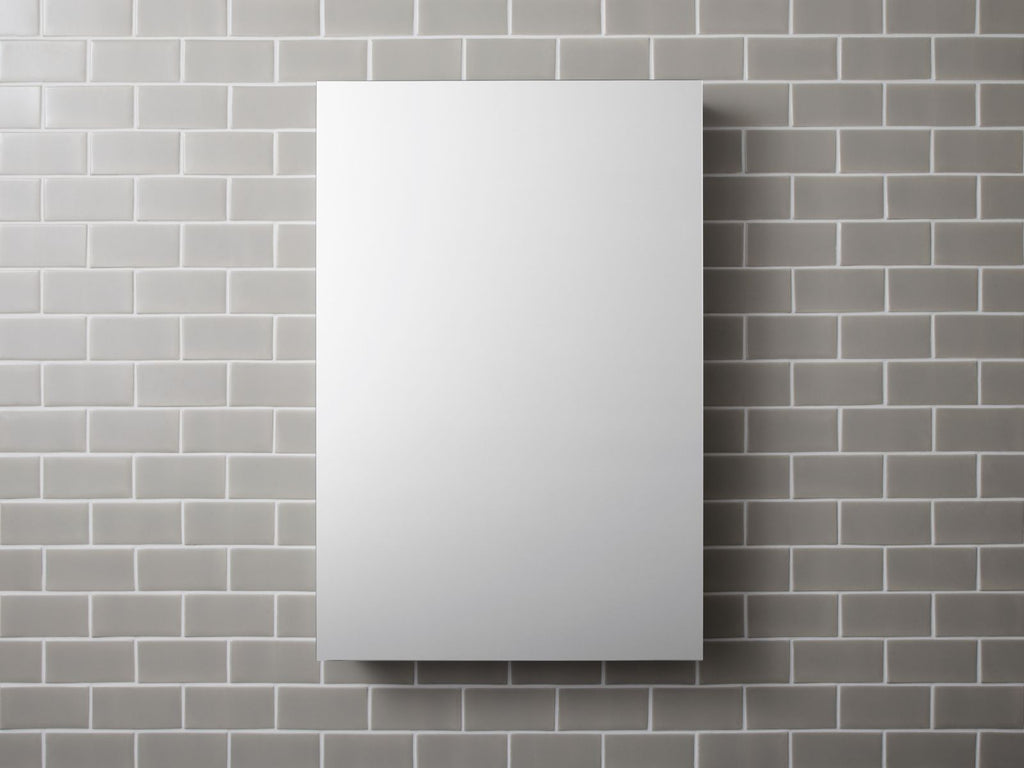 KOHLER K-2943-PG-SAA Catalan 24-1/8" W X 36-1/8" H Aluminum Single-Door Medicine Cabinet With 170 Degree Hinge - Satin Anodized Aluminum