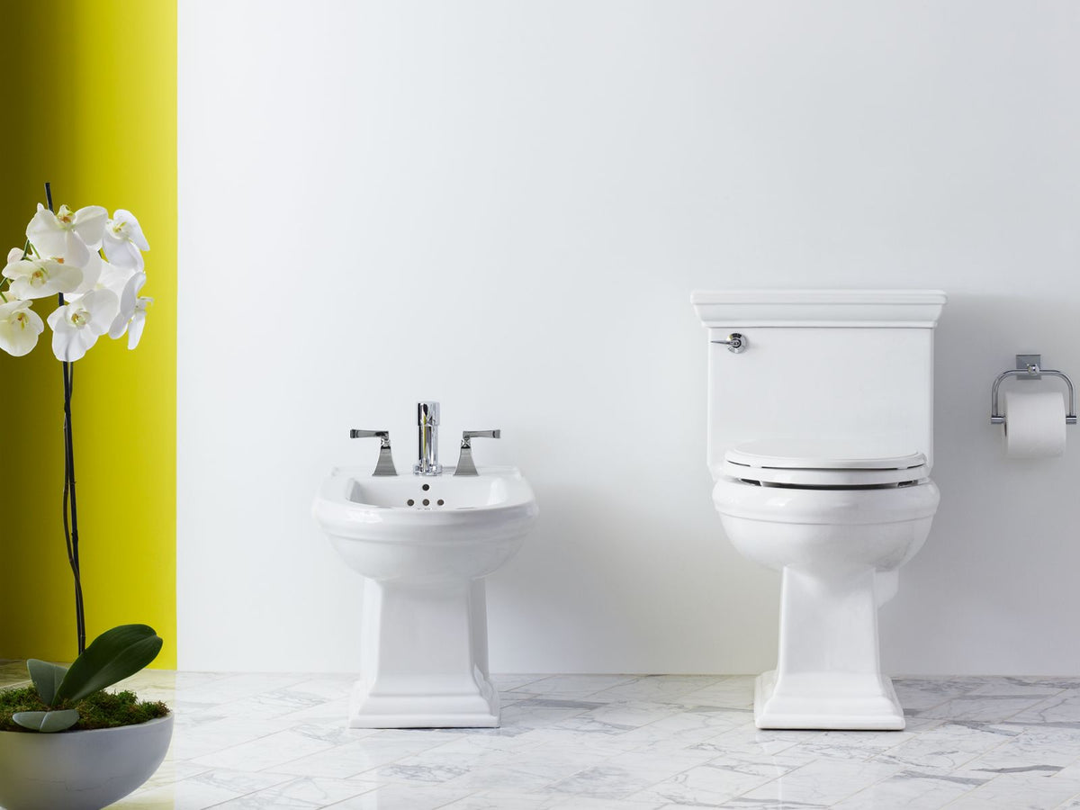KOHLER K-4886-96 Memoirs Vertical Spray Bidet With 4 Faucet Holes - Biscuit