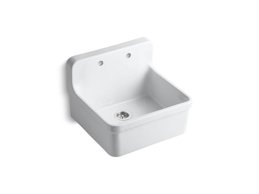 KOHLER K-12701-0 Gilford 24" Top-/Wall-Mount Single-Bowl Farmhouse Kitchen Sink - White