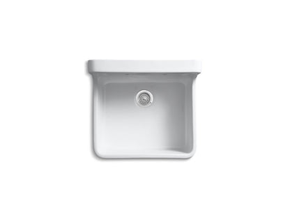 KOHLER K-12701-0 Gilford 24" top-/wall-mount single-bowl farmhouse kitchen sink - White