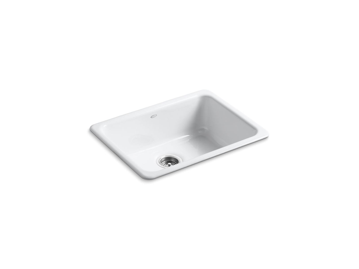 KOHLER K-6585-0 Iron/Tones 24-1/4" Top-/Undermount Single-Bowl Bar Sink In White