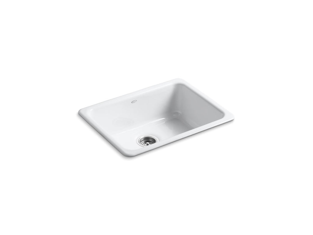 KOHLER K-6585-0 Iron/Tones 24-1/4" Top-/Undermount Single-Bowl Bar Sink - White