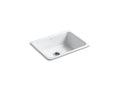 KOHLER K-6585-0 Iron/Tones 24-1/4" Top-/Undermount Single-Bowl Bar Sink - White
