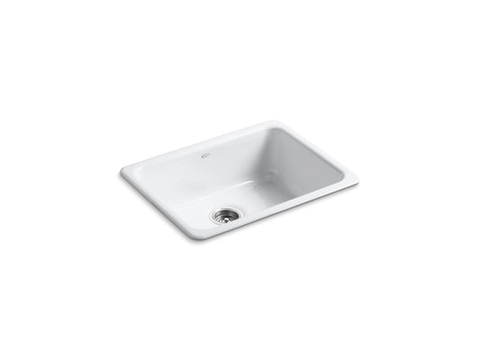 KOHLER K-6585-0 Iron/Tones 24-1/4" top-/undermount single-bowl bar sink - White