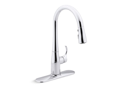 KOHLER K-597-VS Simplice Compact pull-down kitchen sink faucet with three-function sprayhead - Vibrant Stainless