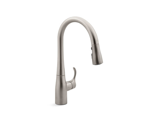 KOHLER K-597-VS Simplice Compact Pull-Down Kitchen Sink Faucet With Three-Function Sprayhead In Vibrant Stainless