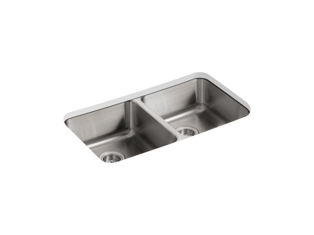KOHLER K-3350-NA Undertone 31-1/2" Undermount Double-Bowl Kitchen Sink - Stainless Steel