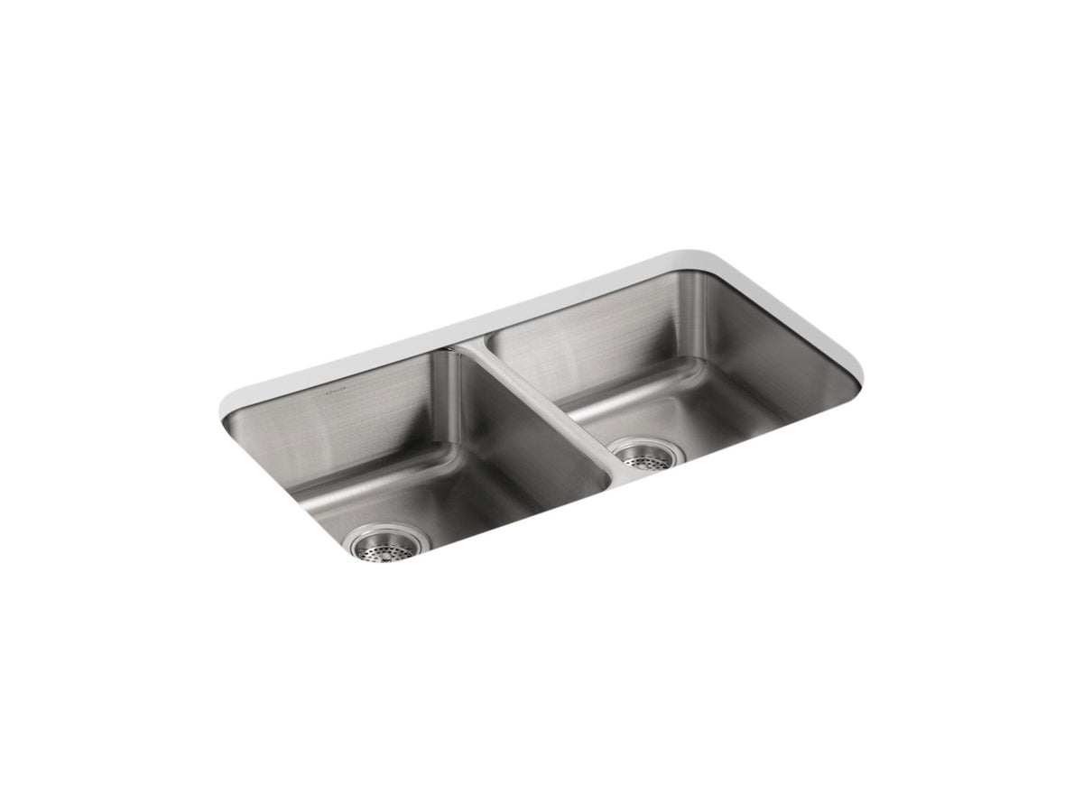KOHLER K-3350-NA Undertone 31-1/2" Undermount Double-Bowl Kitchen Sink - Stainless Steel