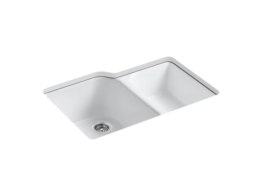 KOHLER K-5931-4U-0 Executive Chef 33" Undermount Double-Bowl Kitchen Sink In White