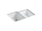 KOHLER K-5931-4U-96 Executive Chef 33" Undermount Double-Bowl Kitchen Sink - Biscuit