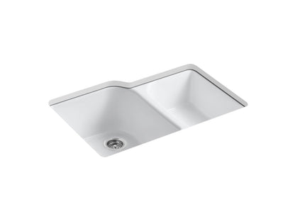 KOHLER K-5931-4U-7 Executive Chef 33" undermount double-bowl kitchen sink - Black Black