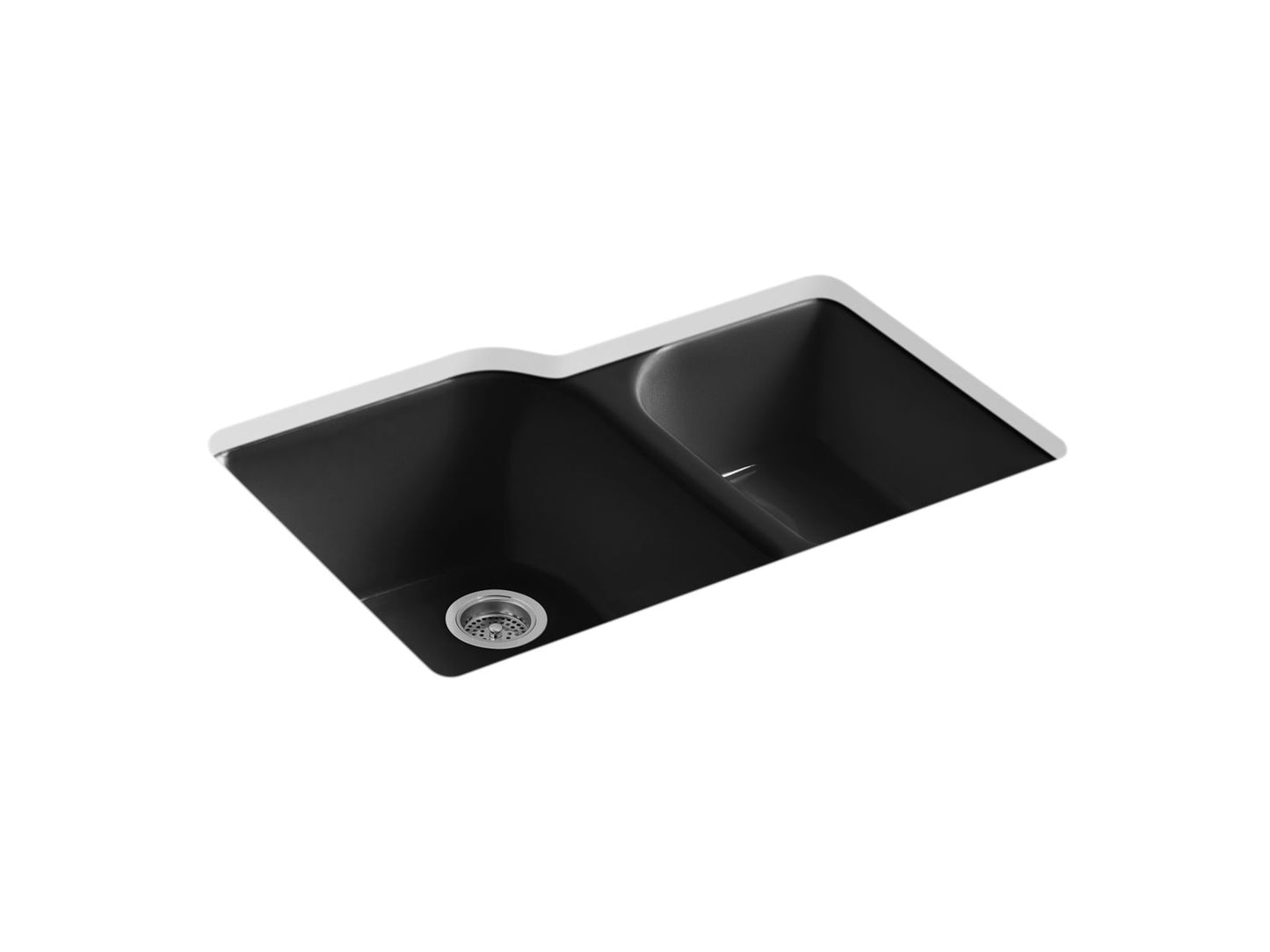 KOHLER K-5931-4U-7 Executive Chef 33" Undermount Double-Bowl Kitchen Sink In Black Black