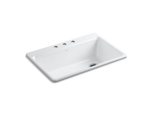 KOHLER K-5871-3A2-0 Riverby 33" Top-Mount Single-Bowl Workstation Kitchen Sink In White