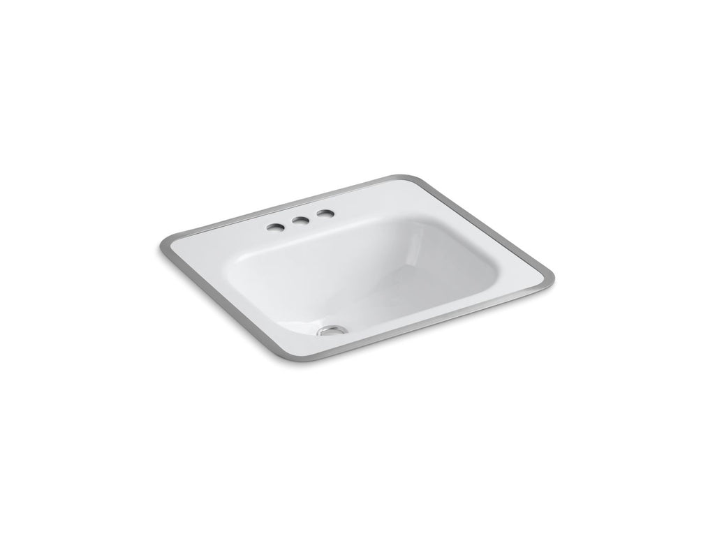 KOHLER K-2890-4-0 Tahoe 20" Rectangular Drop-In Bathroom Sink - White
